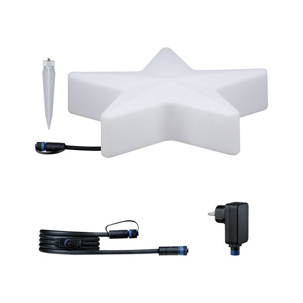 Plug & Shine Set LED Lichtobjekt Star inkl. 2m-Kabel und Trafo IP67 3000K 2,8W Weiß
