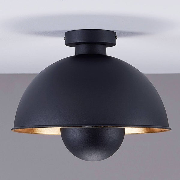 Schwarze Deckenleuchte im Halbkugeldesign