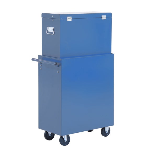 HOMCOM, Fahrbarer Werkzeugwagen, Werkstattwagen, 61,5L x 33B x 113H cm, Stahl, Blau
