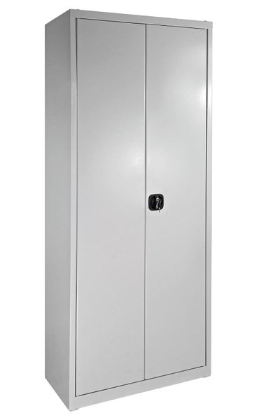 PROREGAL Flügeltürenschrank Owl mit Schlitzplatte HxBxT 193 x 78 x 38 cm Lichtgrau