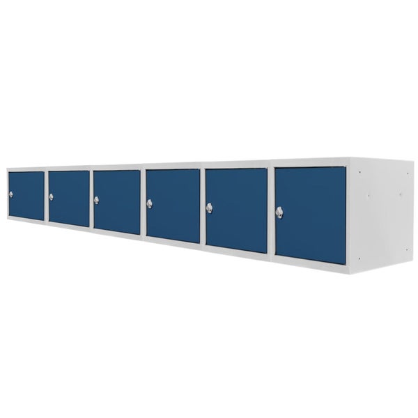 PROREGAL Mega Deal | 6x Schließfachwürfel Blocky mit Drehriegelschloss für Vorhängeschloss | HxBxT 40x40x40cm | Lichtgrau/Blau | Tresor, Schließfach