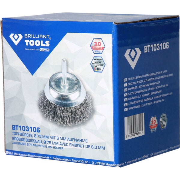 BRILLIANT TOOLS Topfbürste Ø 75 mm mit 6 mm Aufnahme - BT103106