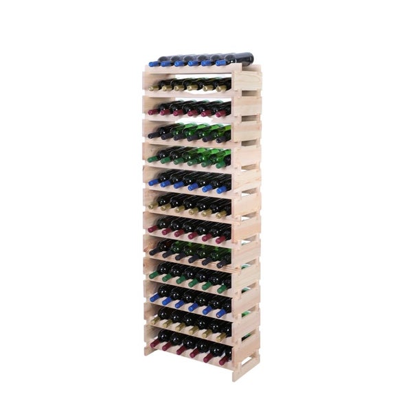 Weinregal VINOTECA FLEX PRO HxBxT 177x65x28cm 78 Flaschen auf 13 Ebenen Massives Kiefernholz Natur unbehandelt