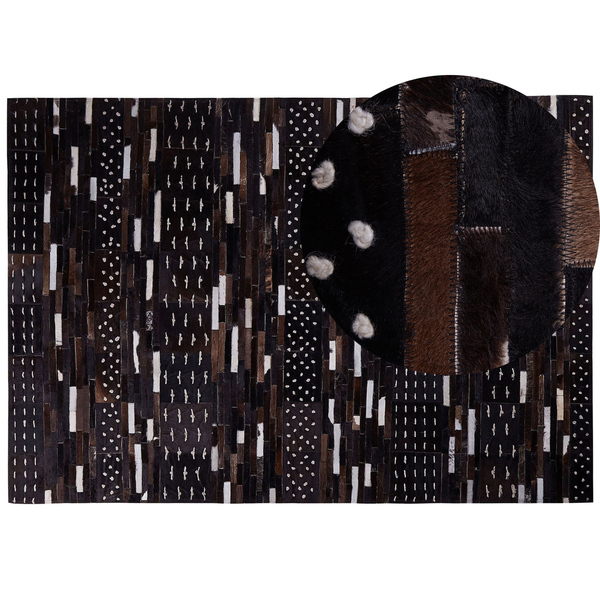 Teppich AKSEKI Dunkelbraun 160 x 230 cm Echtleder