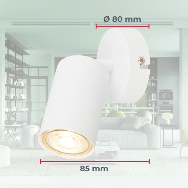 Wandlampe - 2W, 450lm, EEK A, LED, schwenkbar, warmweiß, weiß