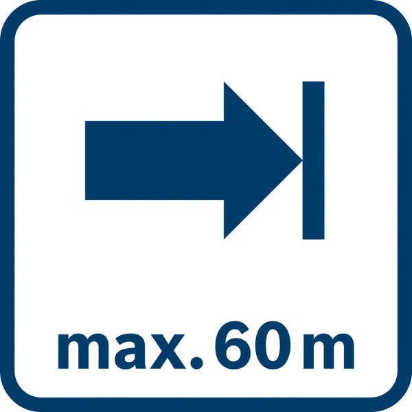 Maximale Förderdistanz von 60 Meter Symbol