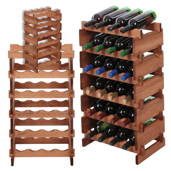 Weinregal VINOTECA FLEX PRO HxBxT 79x46x28cm 24 Flaschen auf 6 Ebenen Massives Kiefernholz Braun geölt
