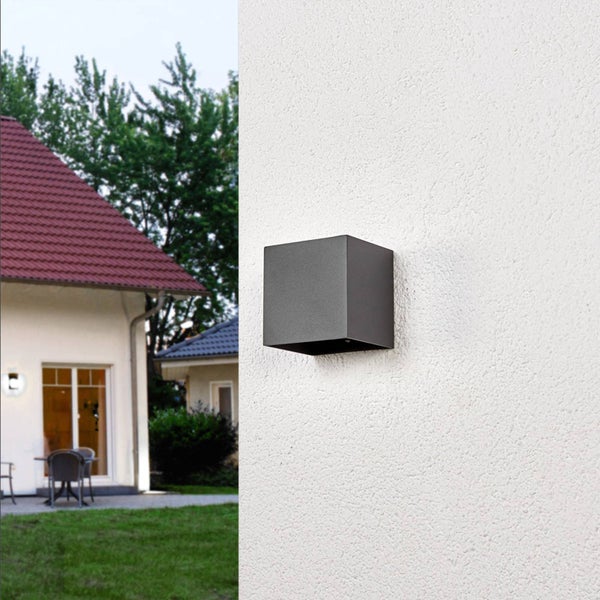 Lucande LED Wandleuchte außen Evie (spritzwassergeschützt (Modern) in Alu aus Aluminium (2 flammig, ) - Außenwandleuchten Wandlampe Led Außenlampe Outdoor für Außenwand/Hauswand
