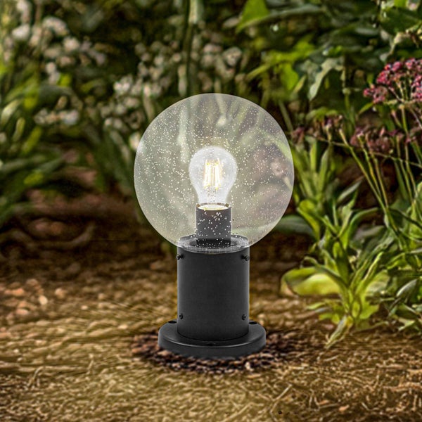 Lindby Außenleuchte Dangan (spritzwassergeschützt (Modern) in Transparent aus Glas (1 flammig, E27) - Wegeleuchte Pollerleuchte Wegelampe Sockelleuchte