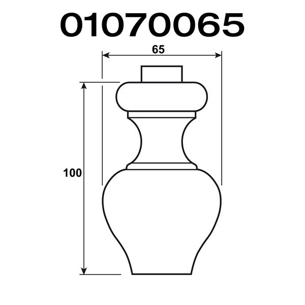 Technische Zeichnung eines Möbelfußes mit Maßangaben
