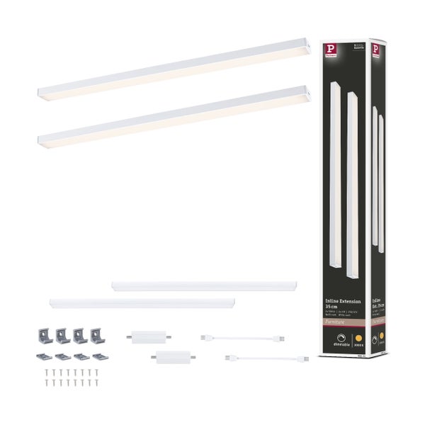 LED Unterschrankleuchte Inline Erweiterungsset 3000K dimmbar 2x4W 350x26 mm 2x350lm 24V Weiß matt