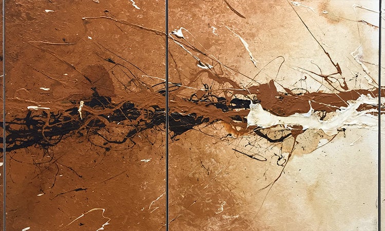 Das moderne Wandbild -Splash Of Earth- 170x70x2 cm handgemaltes Unikat