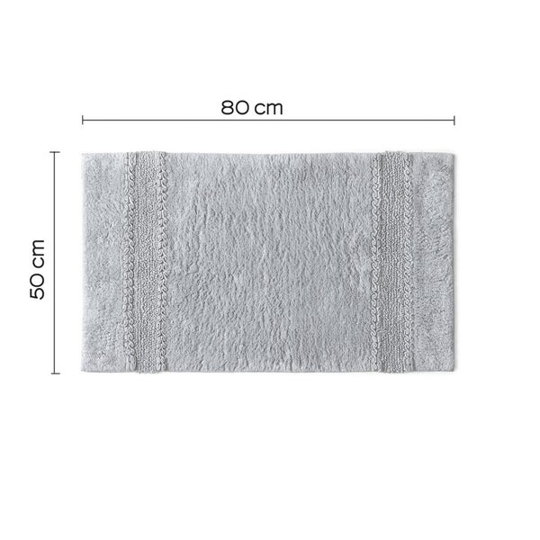 Grauer 50 x 80cm rutschfester Badezimmerteppich aus Baumwolle | Bessera