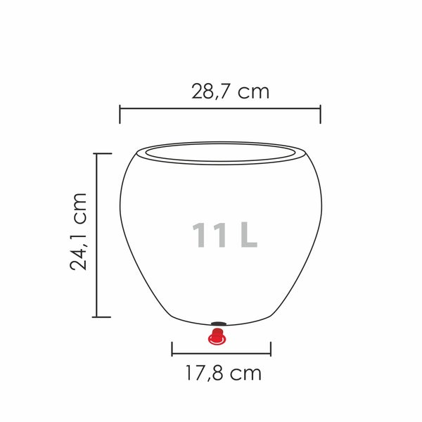 Scheurich Lineo 30, Pflanzgefäß/Blumentopf/Pflanzkübel, rund,  aus Kunststoff Farbe: Schwarz-Granit, 28,65 cm Durchmesser, 24,1 cm hoch, 11 l Vol.