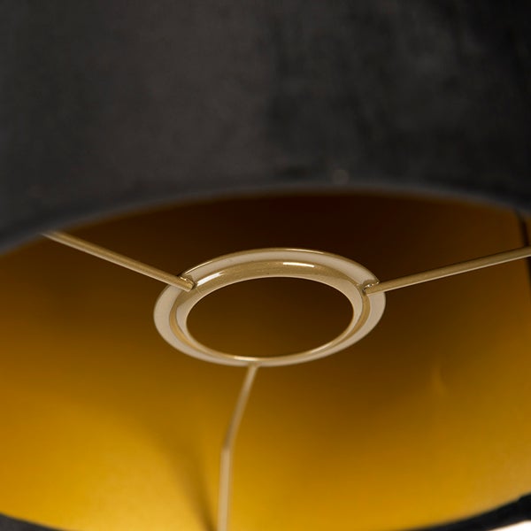 Velour Lampenschirm schwarz 20/20/20 mit goldener Innenseite