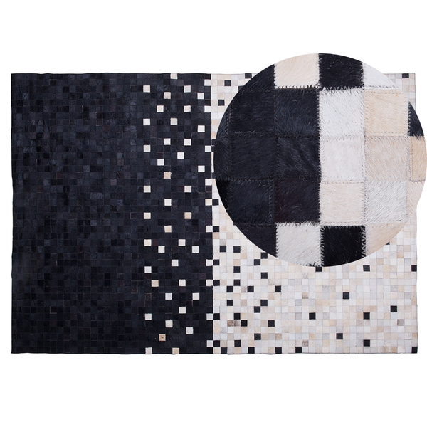 Teppich ERFELEK Schwarz 140 x 200 cm Echtleder