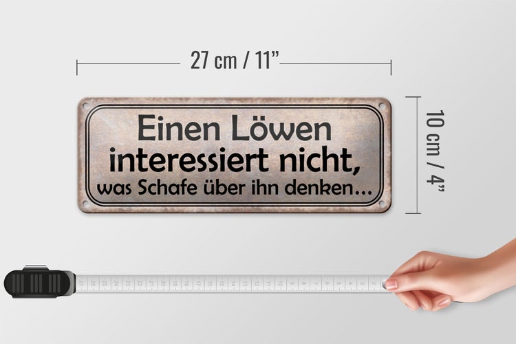 Blechschild Spruch 27x10cm Löwen interessiert Schafe nicht Dekoration