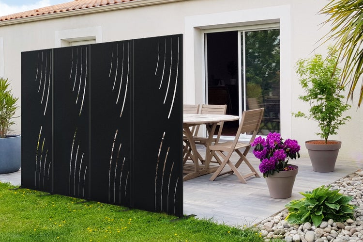 Set mit 3 dekorativen Paneelen VELETA Schwarz H.160cm, rechte Seite mit Mustern