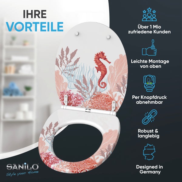 WC-Sitz mit Absenkautomatik & Top Fix Sea Horse