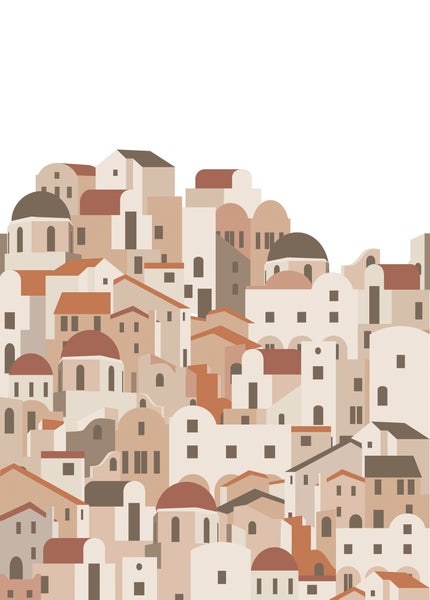 ESTAhome Fototapete Mediterrane Häuser Terrakotta - 200 x 279 cm - 159259