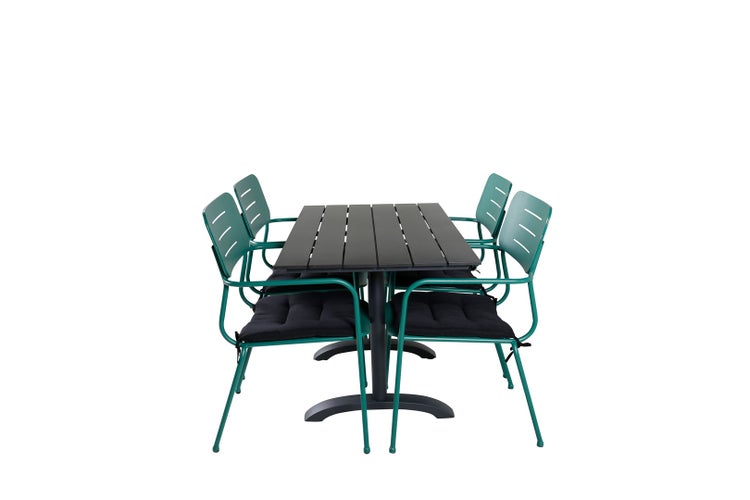 Denver Gartenset Tisch 70x120cm und 4 Stühle Nicke grün, schwarz. 70 X 120 X 74 cm