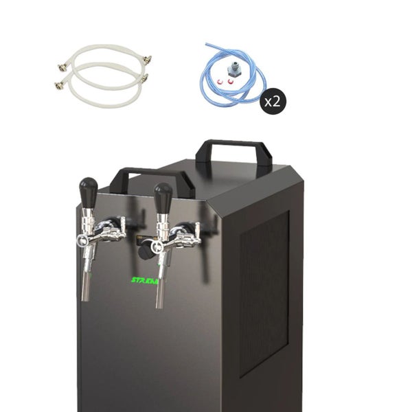 Bierzapfanlage mit zwei Zapfhähnen und Zubehör