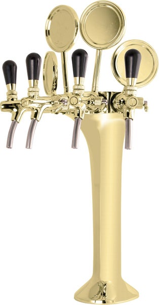 Komplett Set - Schanksäule, Bierzapfsäule Gold 4-leitig, elegant, Topp-Qualität!