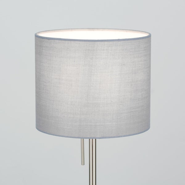 Lampenschirm (Ø 20 cm), Stoff, Höhe 16,5 cm, rund, Aufnahme für Fassung E27 E14 mm, Ersatzschirm für Hängelampen, Stehlampen, Tischlampen, Grau