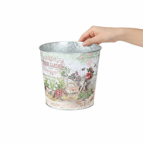 Verzinkter Pflanzeimer mit Fresh Garden Motiv