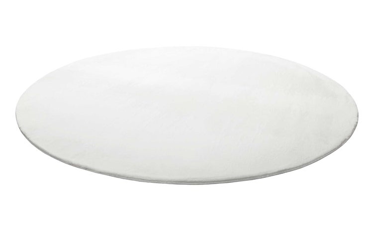 Kunstfell Teppich Rund Creme Weiß soft & weich Villa Rosso Homie Living 120 cm rund