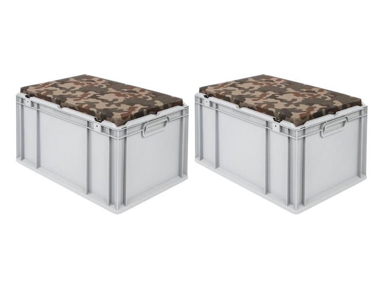 PROREGAL SparSet 2 x Eurobox NextGen Seat Box Camouflage HxBxT 36,5 x 40 x 60 cm 65 Liter Griffe Geschlossen Eurobehälter Sitzbox Transportbox