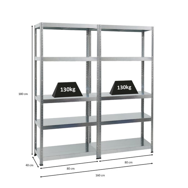 PROREGAL Mega Deal 2x Schwerlastregal Steel Eagle HxBxT 180 x 80 x 40 cm Fachlast 130 kg Verzinkt