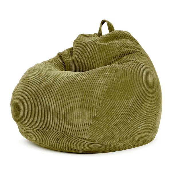 Green Bean Indoor Sitzsack 90x110cm EPS-Perlen Füllung & Cordstoff Kuschelig Weich Waschbar - Drinnen Bodenkissen Liegekissen Sitzkissen Sitzhocker Relax-Sessel Kinder Erwachsene Stoff Grün