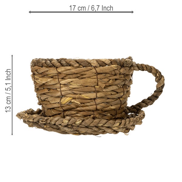Dekorative Tasse aus Pflanzenfasern, 17 cm breit und 13 cm hoch