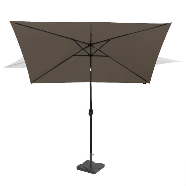 VONROC Sonnenschirm rechteckig 200x300 - Rechteckiger Sonnenschirm für Terasse, Garten, Balkon, Gastro - Knickbar, Kurbel, Wetterfest - Rapallo (Taupe_Set)
