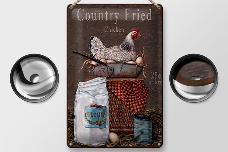 Blechschild Spruch 20x30cm Huhn country Fried Chicken