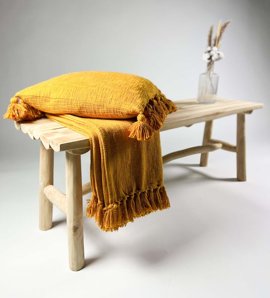 JUNE - Wohndecke 140x180 cm - 100% Baumwolle - Golden Glow - gelb