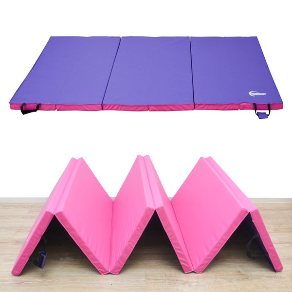 300x100 Klappbare Gymnastikmatte - 5cm dicke Turnmatte Pink Aubergine