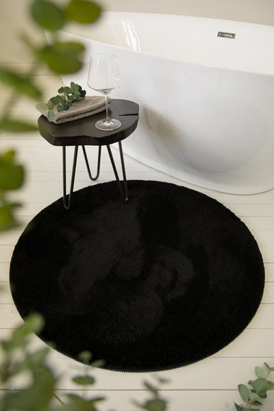 Badteppich Schwarz Joris WECONhome Basics 90 cm rund