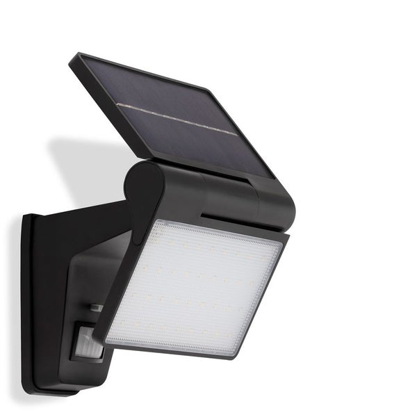 Schwarze Solar LED Wandleuchte mit Bewegungsmelder