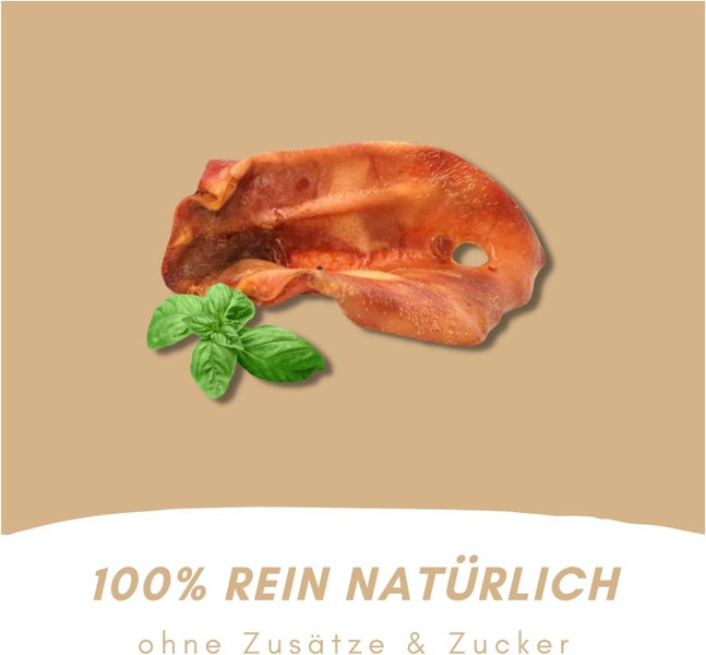 Schweineohr als Hundesnack mit Basilikum
