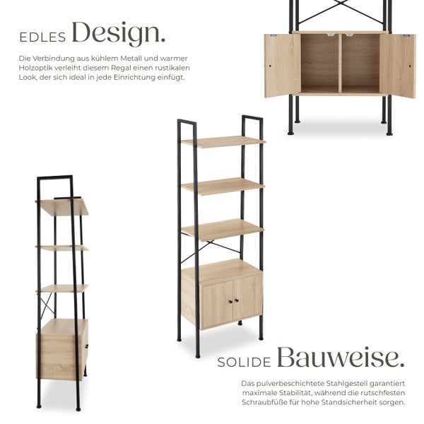 Regal mit Metallrahmen und Holzoptik-Einlegeböden