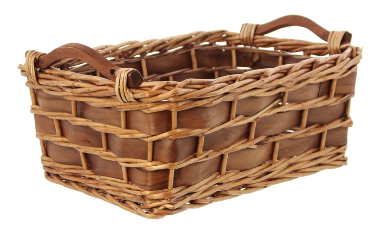 FRANK FLECHTWAREN | Füllkorb Spanstreifen, groß, WEIDE, 45 x 32 x 19 cm