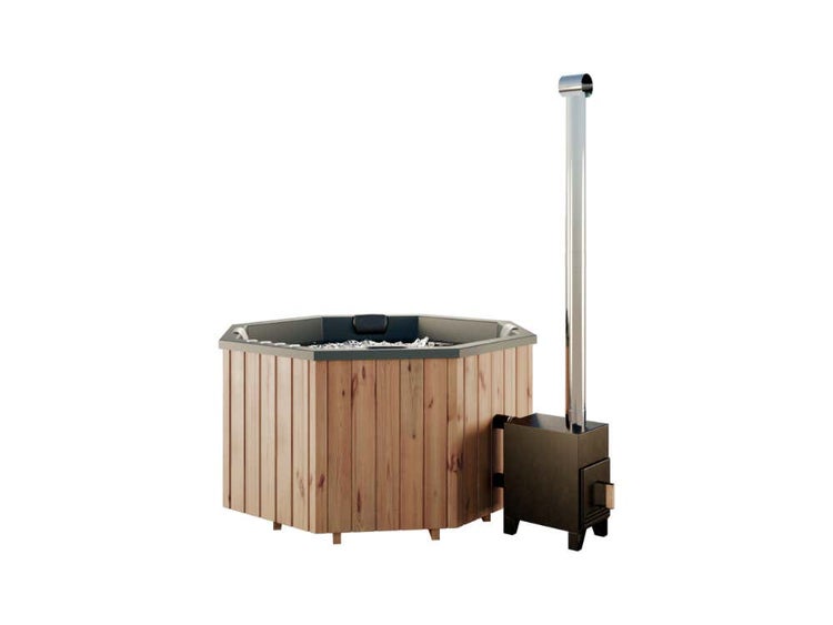FinnTherm Badefass Kopenhagen Spa Edition aus Holz in Grau 2x2m