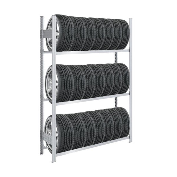 PROREGAL Reifenregal Tire Pro Made In Germany HxBxT 200 x 150 x 43 cm 3 Ebenen 150 kg Fachlast Bis Zu 7 Reifen Pro Ebene Verzinkt