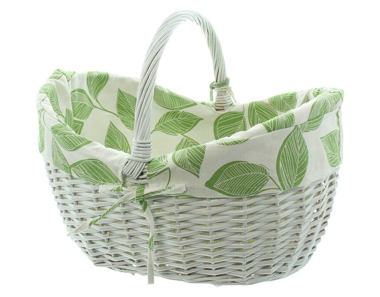 FRANK FLECHTWAREN | Einkaufskorb Blätter, 43 x 32 x 25 cm, GH 36 cm, WEIDE, TEXTIL