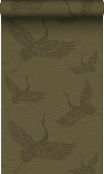 Origin Wallcoverings Tapete Kraniche Ockergelb - 0,53 x 10,05 m - 347758