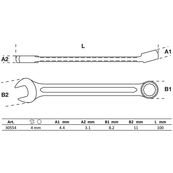 BGS Maulringschlüssel Kombinationsschlüssel 4,0 Millimeter