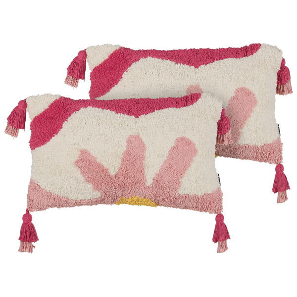 Dekokissen 2er Set ACTAEA Baumwolle 30 x 50 cm Rosa Blumenmuster