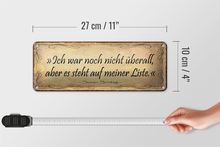 Blechschild Spruch 27x10cm ich war nicht überall aber steht Dekoration